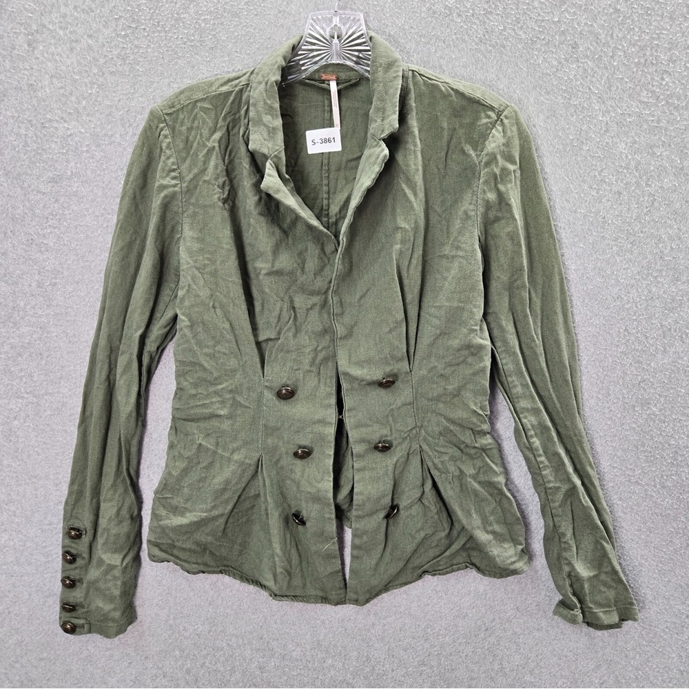 Free People Olive Green Buttoned Blazer